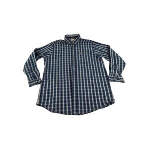 Carhartt Men's Long Sleeve Thick Flannel Shirt Size XXL Cotton Blue Plaid Shirts